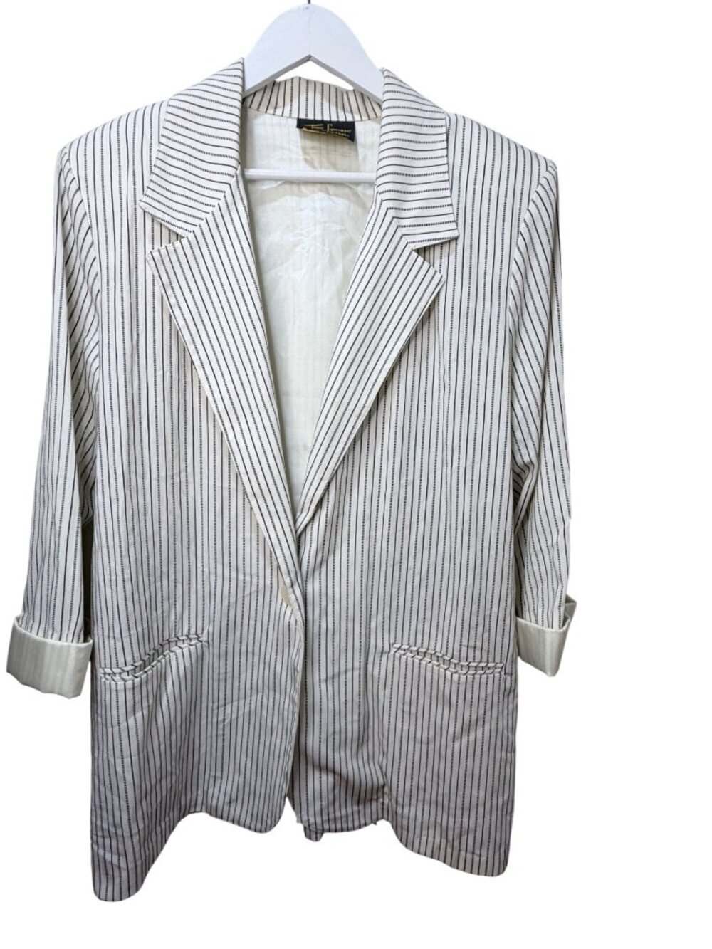 Working Girl 80s Vintage Toni Garment For CC Magic Striped Blazer Mob Wife LG